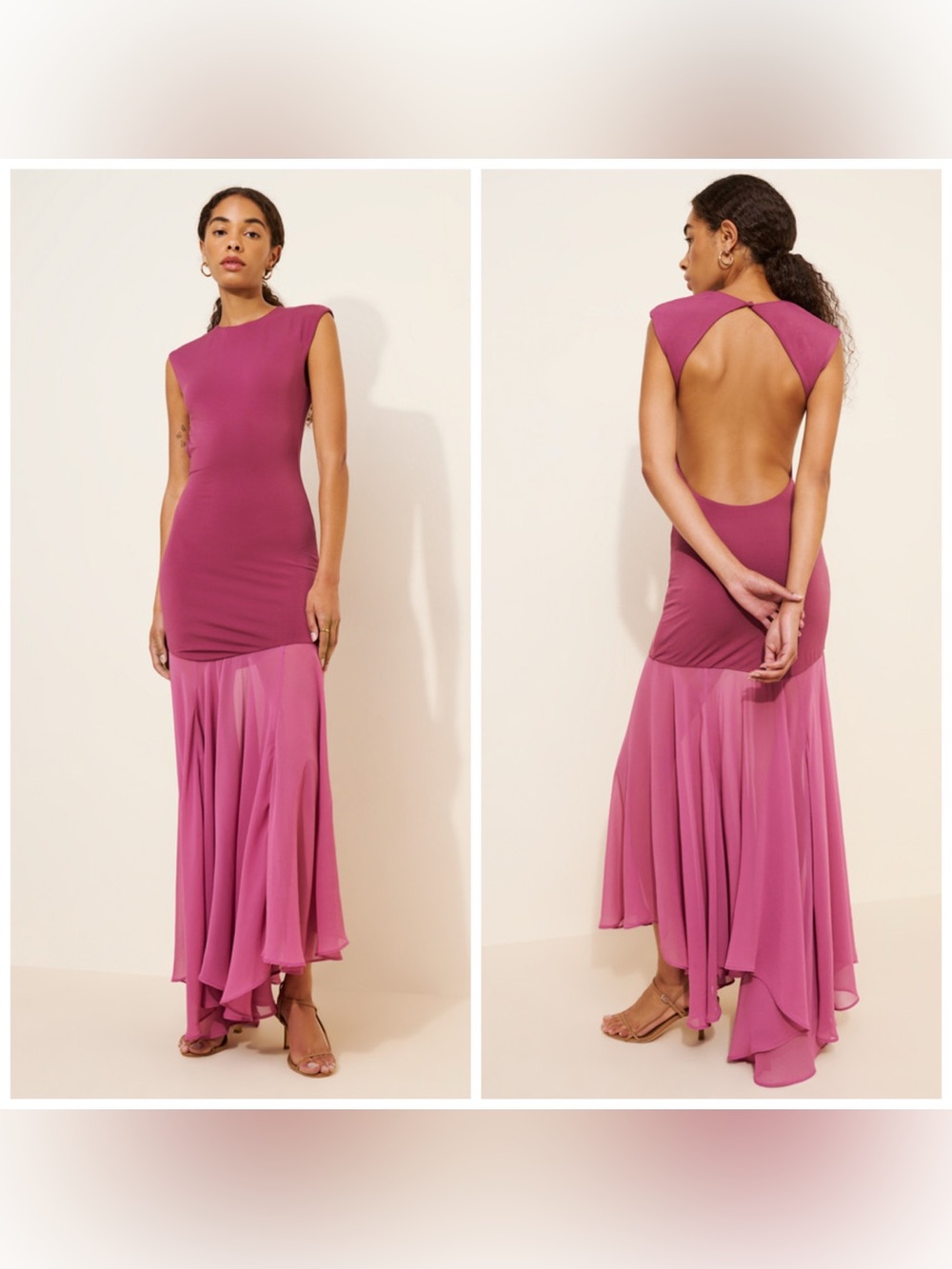 Hansen & Gretel Katalina Drop Waist Gown Purple Open Back Medium